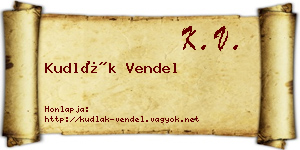 Kudlák Vendel névjegykártya